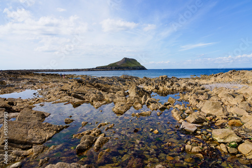 Across the rock pools on the Worms Head causeway.