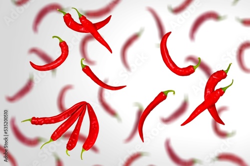 Falling red hot chilli peppers vegetables