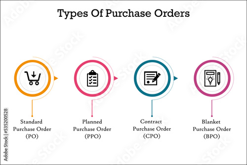 Types of purchase orders in an Infographic template