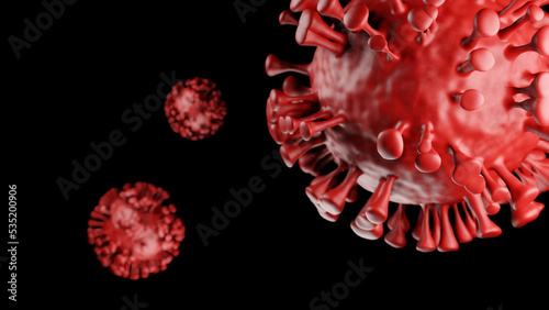 Illustration of virus cells, visualization of a viral infection, coronavirus covid-19 monkeypox background with copy space for text