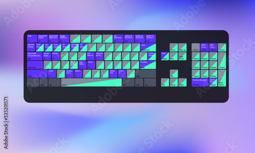 Keyboard buttons layout template with letters for motion designer. Hotkey combination, Shortcut key