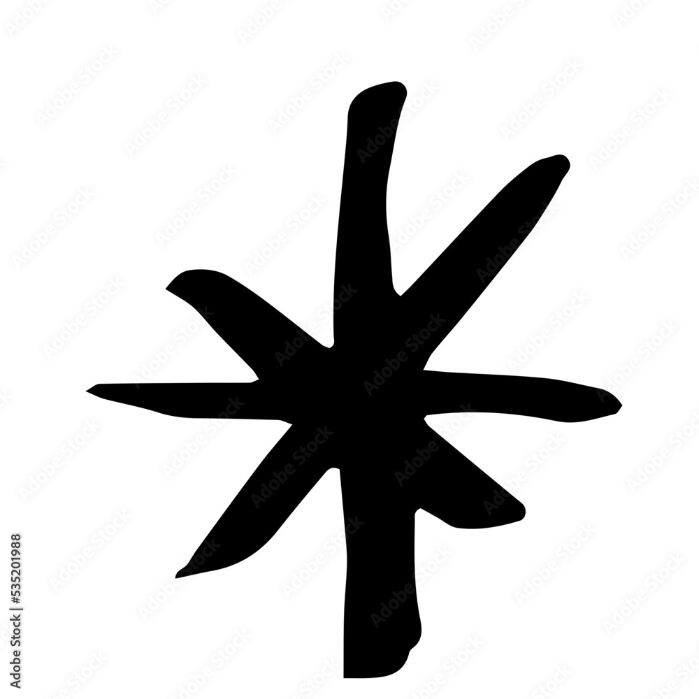 Textured hand drawn ink asterisk snowflake star christmas illustration Textured hand drawn ink asterisk snowflake star christmas illustration