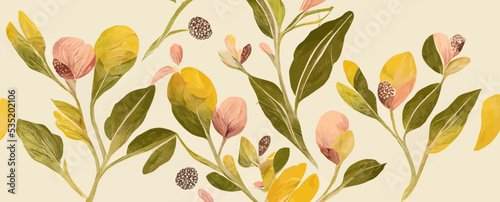flower pattern with abstract floral branches, background