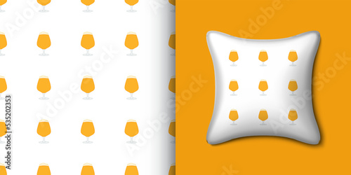 Beer seamless pattern with pillow. Vector illustration