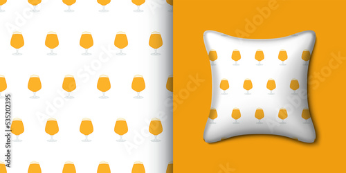 Beer seamless pattern with pillow. Vector illustration
