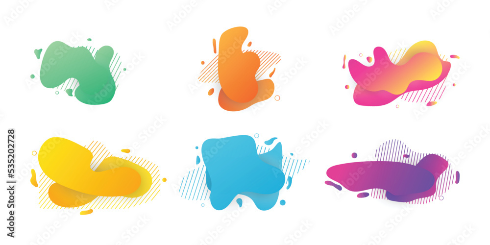 Abstract graphic design elements collection. Abstract aqua spot with gradient. Blue, green, orange, red, yellow and violet liquid stain. Abstract liquid stain and isolated geometric form stock vector. Abstract graphic design elements collection. Abstract aqua spot with gradient. Blue, green, orange, red, yellow and violet liquid stain. Abstract liquid stain and isolated geometric form stock vector.