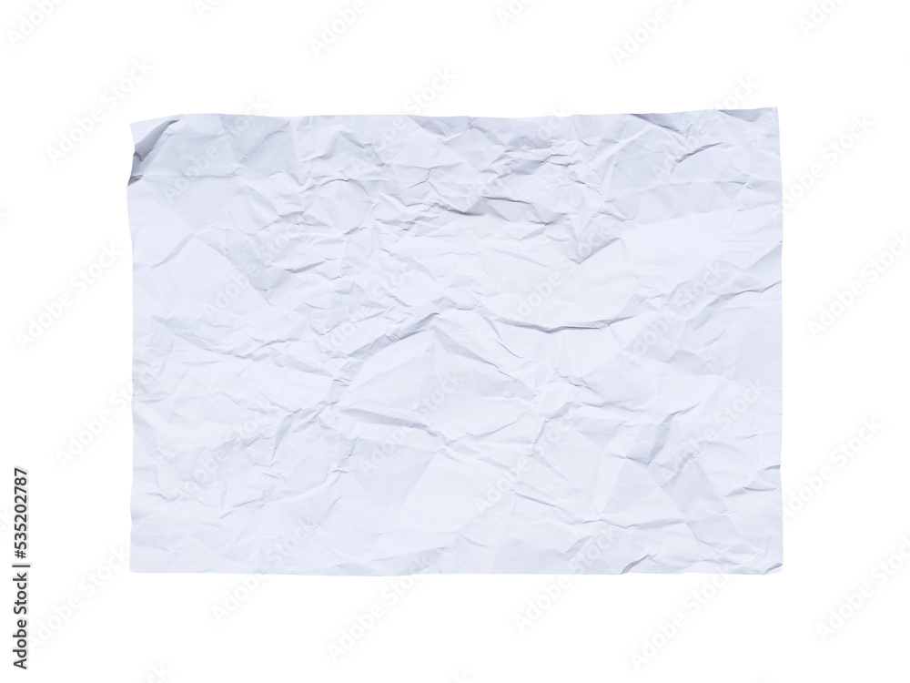 Creased and wrinkled paper poster texture isolated on transparent