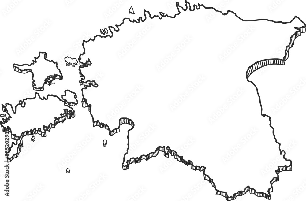 Hand Drawn of Estonia 3D Map. Hand Drawn of Estonia 3D Map.