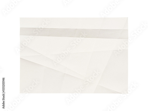 White blank wrinkled paper texture isolated on transparent