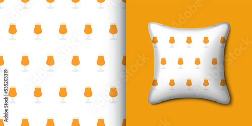 Beer seamless pattern with pillow. Vector illustration