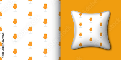 Beer seamless pattern with pillow. Vector illustration