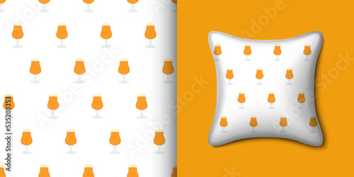 Beer seamless pattern with pillow. Vector illustration