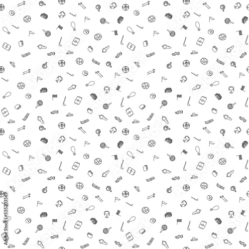 Seamless sport pattern. Doodle vector with sport icons. Vintage sport background