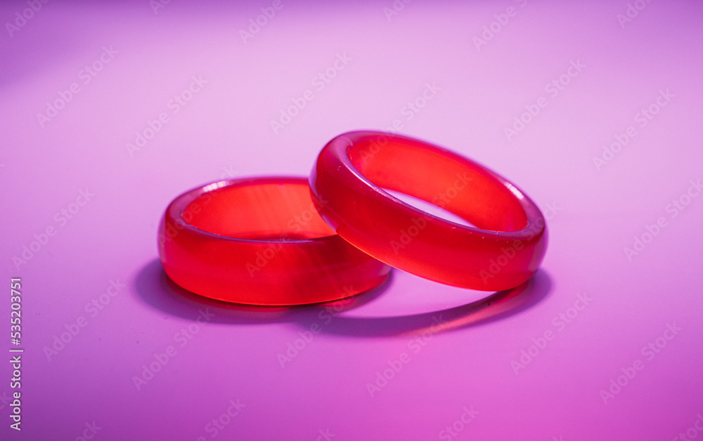 Red wedding rings. Love concept. Beauty. Photo. Ring Red wedding rings. Love concept. Beauty. Photo. Ring
