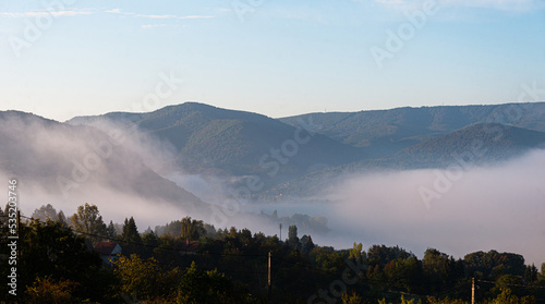 Morning mist in Zebegény during September 