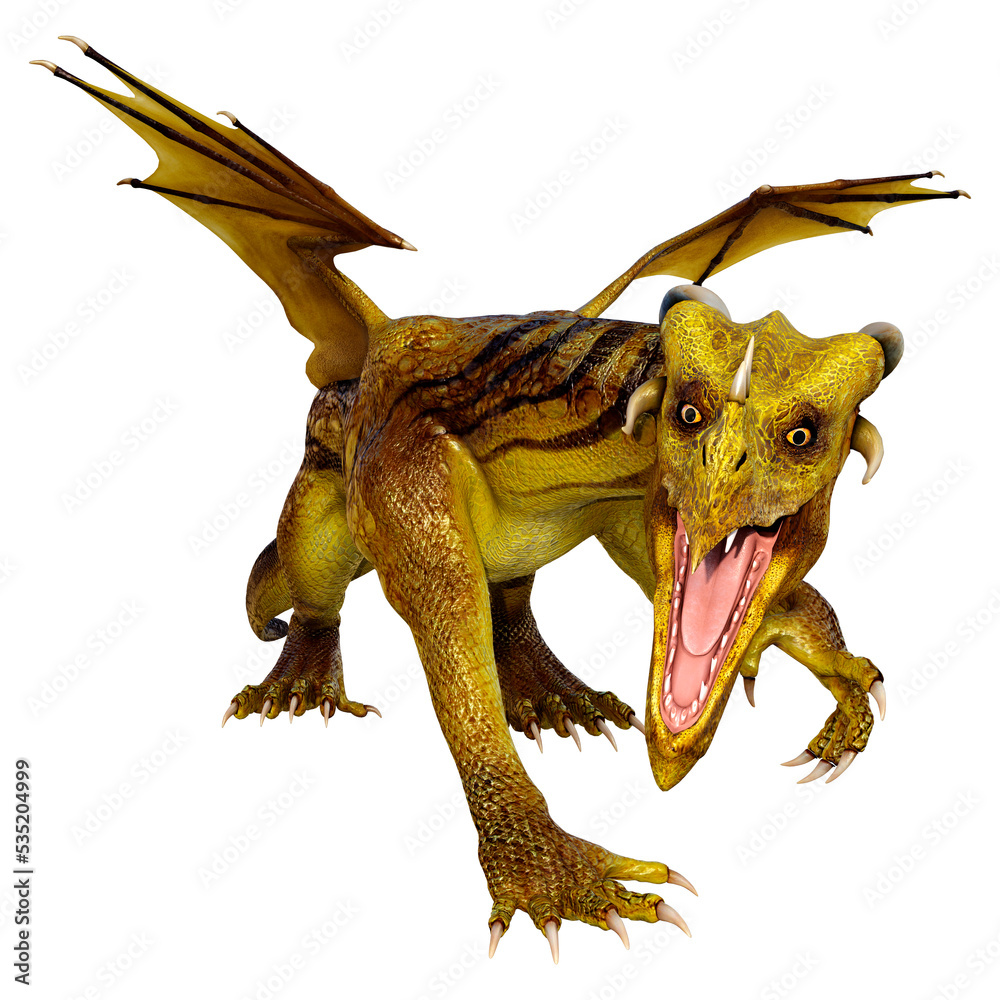 Fototapeta premium 3D Rendering Fairy Tale Dragon on White