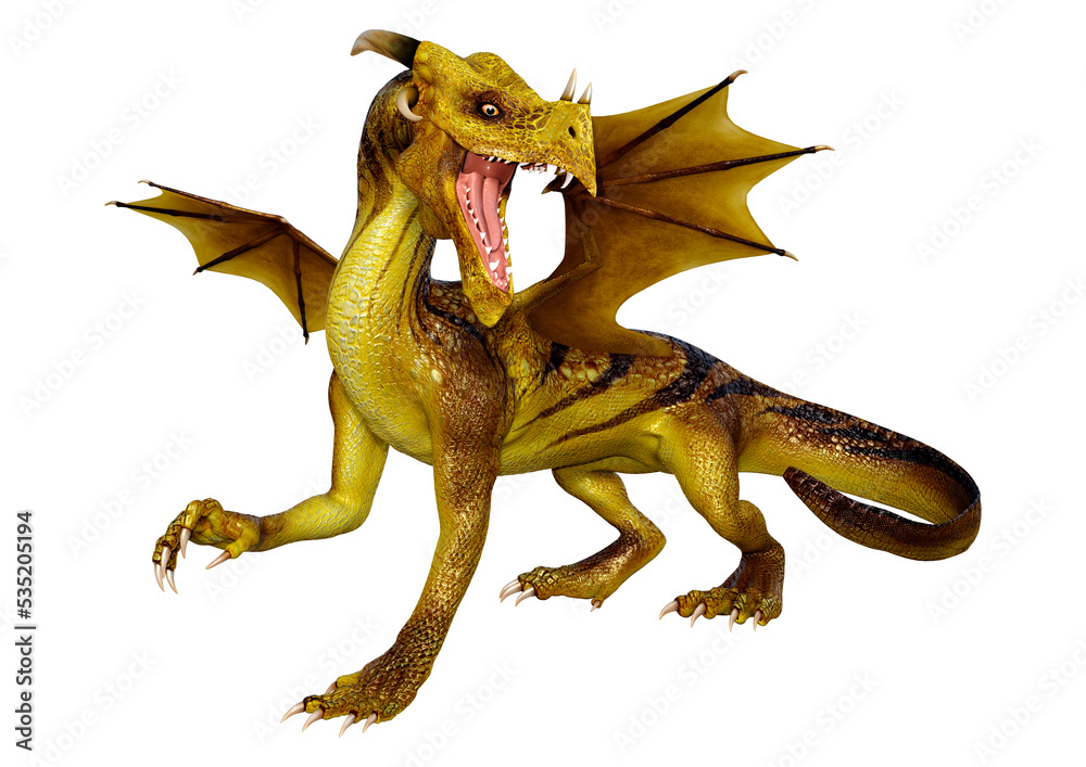 Fototapeta premium 3D Rendering Fairy Tale Dragon on White
