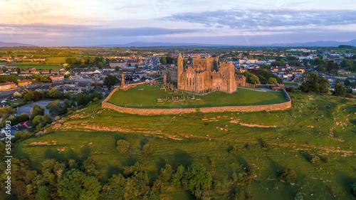 The Rock of Cashel  one of Ireland   s top attractions  group of Medieval buildings set on limestone.
