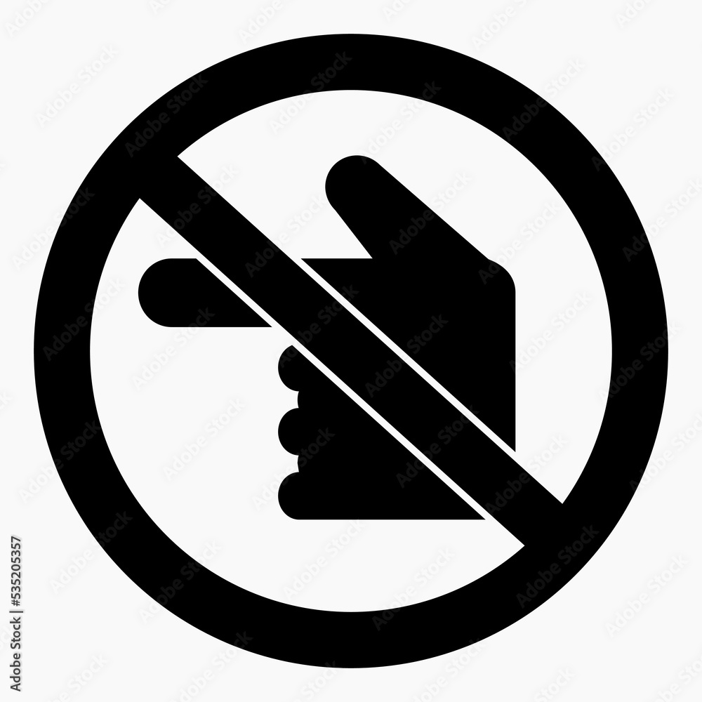 Direction to the left in a crossed out red circle. Attention. Warning. Left direction is dangerous. Movement to the left is prohibited. Vector icon. Direction to the left in a crossed out red circle. Attention. Warning. Left direction is dangerous. Movement to the left is prohibited. Vector icon.