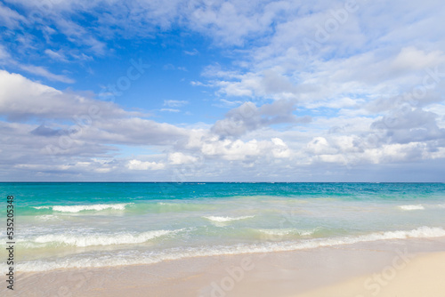 Coastal Caribbean landscape with empty sandy coast © evannovostro