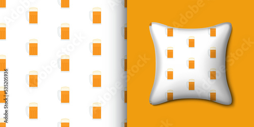Beer seamless pattern with pillow. Vector illustration