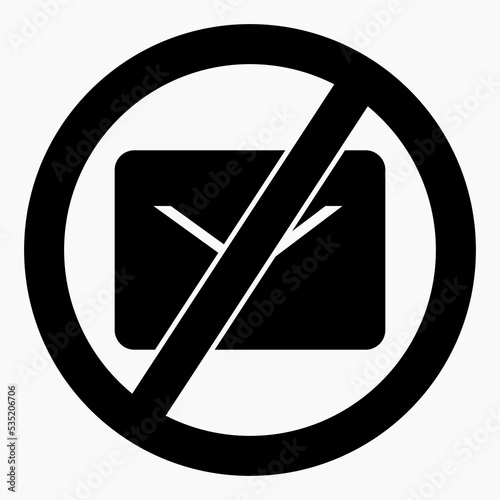No mail icon. No spam. No mailing. Spam ban. Vector icon.