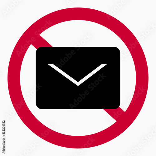 No mail icon. No spam. No mailing. Spam ban. Vector icon.