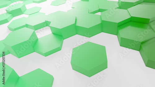 Fototapeta Naklejka Na Ścianę i Meble -  Hexagonal background with green hexagons, abstract futuristic geometric backdrop or wallpaper with copy space for text
