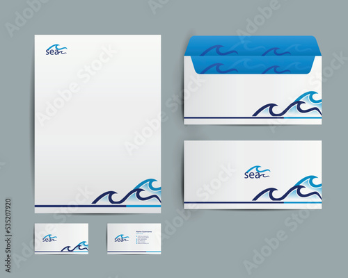 Sea Business Branding Stationery Design Template
