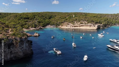 Beautiful panoramic view of Portals Vells beach in Majorca with an amazing turquoise sea,. Concept of summer, travel, relax, hotel, holiday and enjoy photo