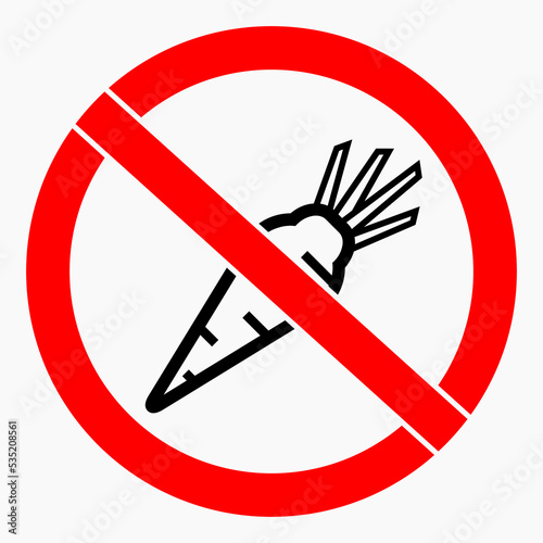 No carrot. Green ban. Not vegan. Ban on vegan food. Vector icon.