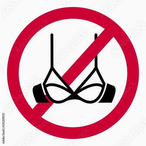 No bra. Bra ban. Do not use a bra. Freedom from the bra. Nudism. Vector icon.