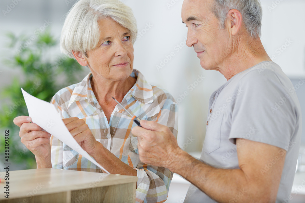 Fototapeta premium senior couple during furniture assembly