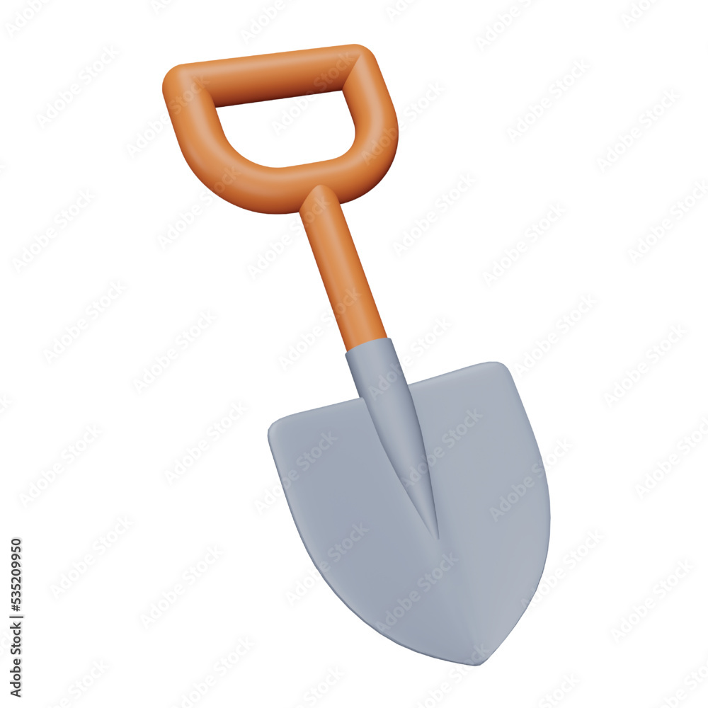 Shovel 3d rendering isometric icon. Shovel 3d rendering isometric icon.