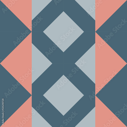 Using highlands-colored shade that composed of pink, grey and green to create geometric vector illustration of abstract seamless pattern for using as a wallpaper background.