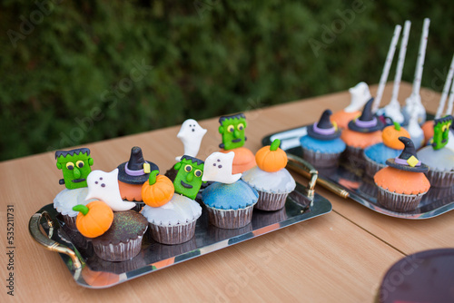 cakes and muffin on Halloween and birthday party