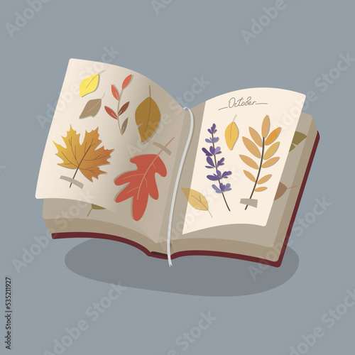 open book with leaves