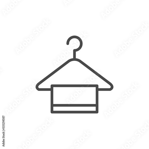 Towel icon line. Isolated symbol on laundry line icon topic with towel icon and also bath hanger and washcloth meaning vector illustration.