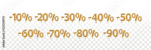 Vector realistic isolated golden balloon text of Sale Numbers on the transparent background.