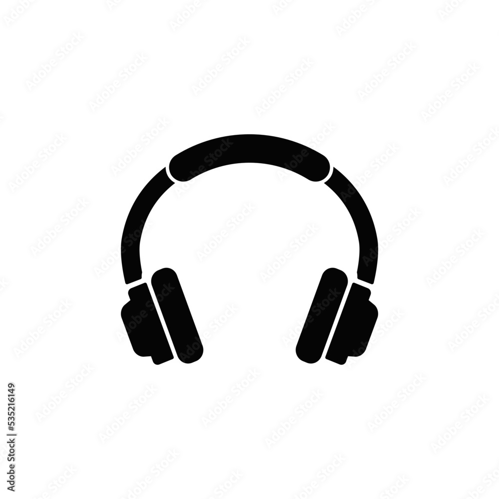 headphones icon in black flat glyph, filled style isolated on white background headphones icon in black flat glyph, filled style isolated on white background