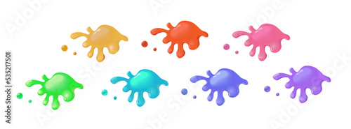 Vector Color Paint Splashes, collection of artistic grungy paint drops.
