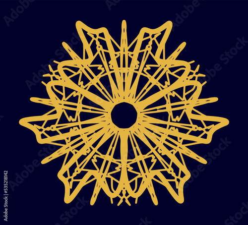 Bronze trinity mandala with a round hole in the center for laser cutting. Woodcarving, metal carving. Vinyl cutout. Vector coaster design. 