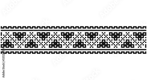 Embroidered good like old handmade cross-stitch ethnic Ukraine pattern. Ukrainian towel ornament, rushnyk called, vector.