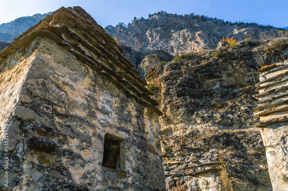 The city of the dead in North Ossetia. An ancient necropolis high in ...