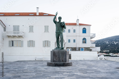 Statue of the Unknown Sailor. Andros island, Greece.