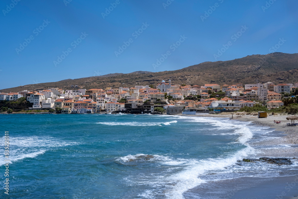 View of Andros, beautiful island in the Cyclades, Greece