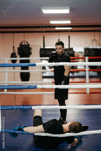 Boxers train in the ring and in the gym