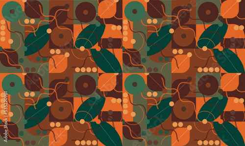 Colored seamless geometric pattern coffee cup design, abstract  background, vector shape illustration.  Poster, banner, sticker, print for t-shirt.