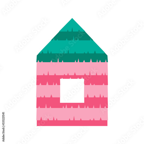 Pinata Christmas party decoration. Paper present for fun and game. Vector illustration