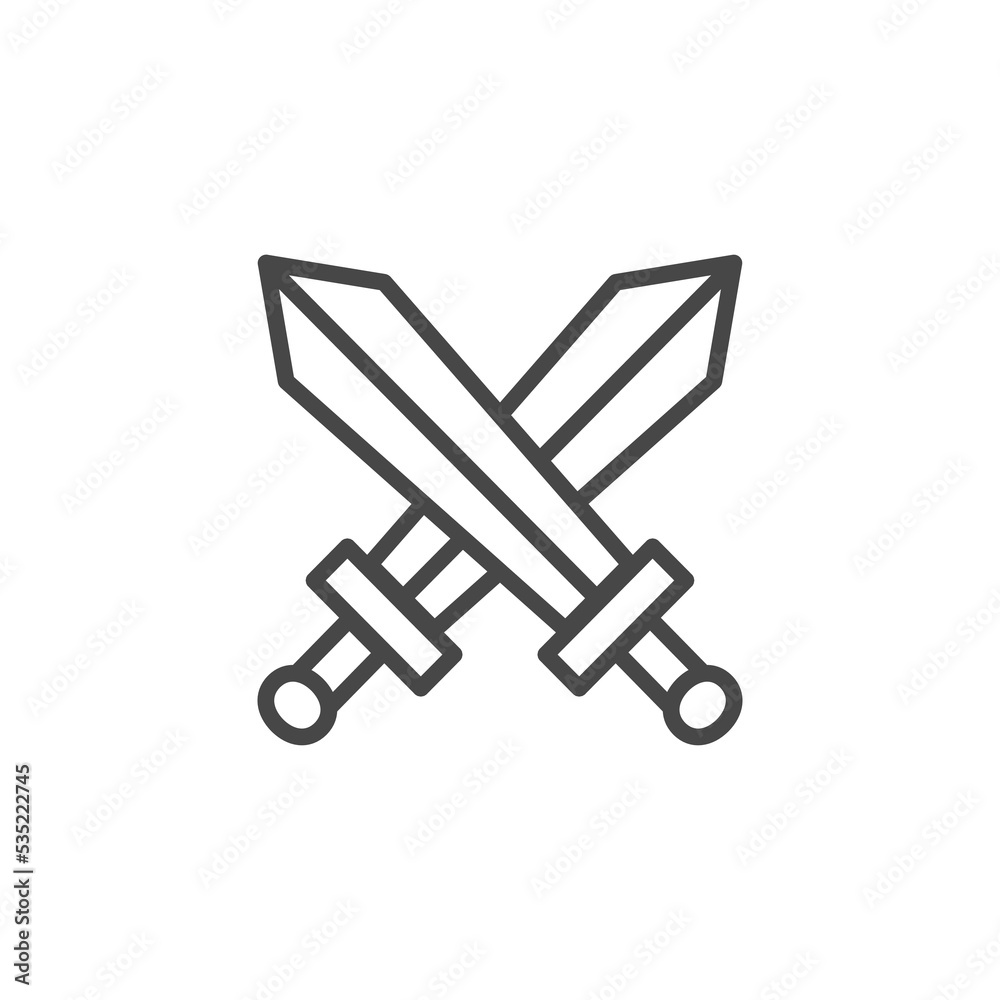 Swords Icon Isolated on Black and White Vector Graphic Swords Icon Isolated on Black and White Vector Graphic